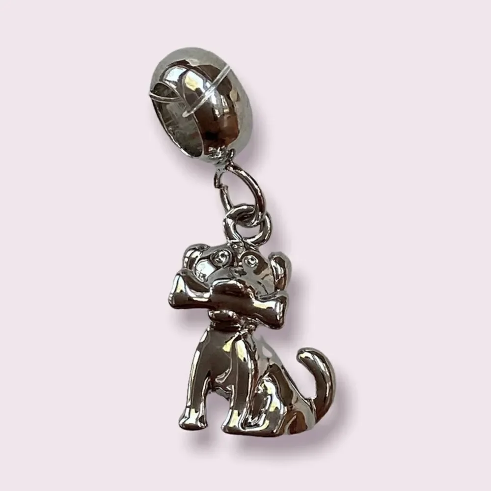 2/$18 Silver Puppy Dog Charm - mix and match - all charms